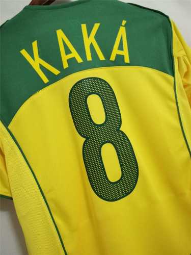 Retro Jersey 2004 Brazil KAKA8 Home Soccer Jersey Vintage Brasil Camisetas de Futbol