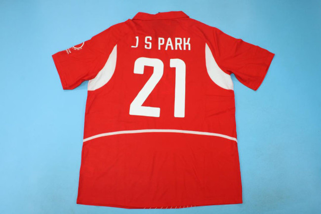 with 2002 World Cup Patch Retro Jersey 2002 South Korea J S PARK 21 Home Soccer Jersey