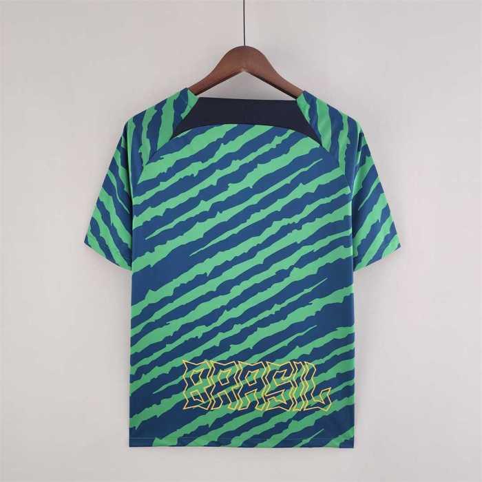 Fans Version 2022 Brazil Special Version Green Blue Soccer Jersey