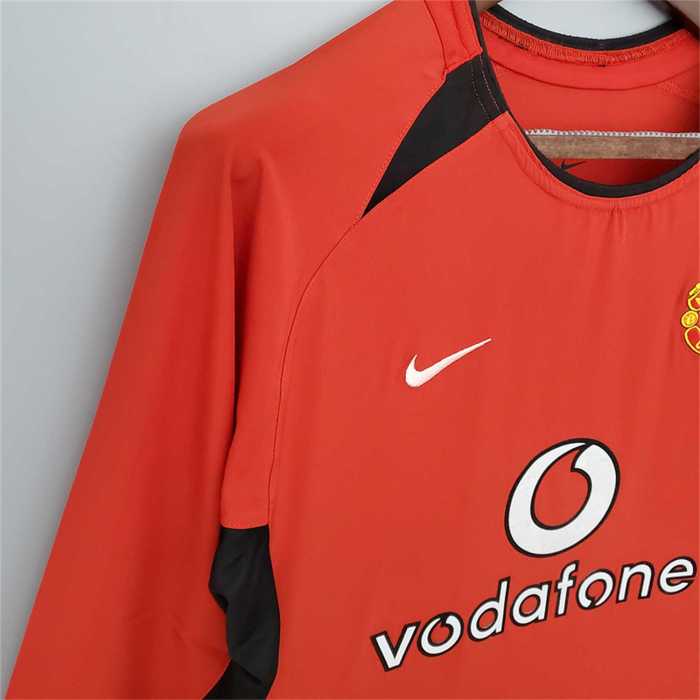 Retro Jersey Long Sleeve 2002-2004 Manchester United Home Soccer Jersey Vintage Football Shirt