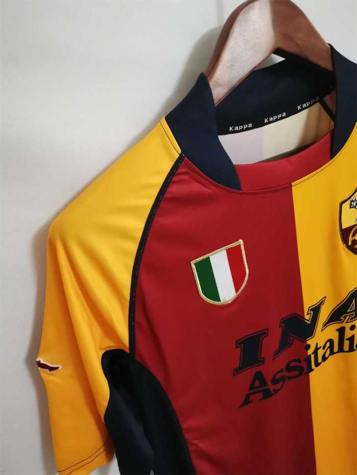 with Scudetto Patch Retro Jersey 2001-2002 AS Roma Champions League Home Soccer Jersey