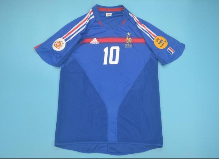 with Patch Retro Jersey 2004 France 10 ZIDANE Home Soccer Jersey