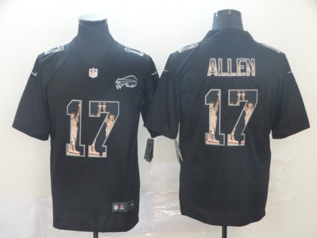 Buffalo Bills 17 ALLEN Black Statue of Liberty Limited Jersey