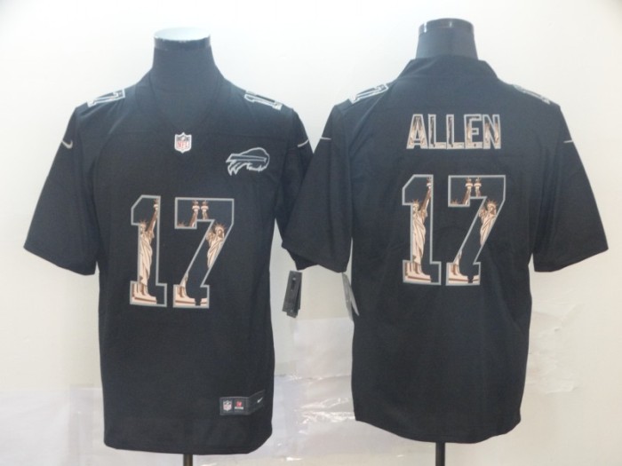 Buffalo Bills 17 ALLEN Black Statue of Liberty Limited Jersey