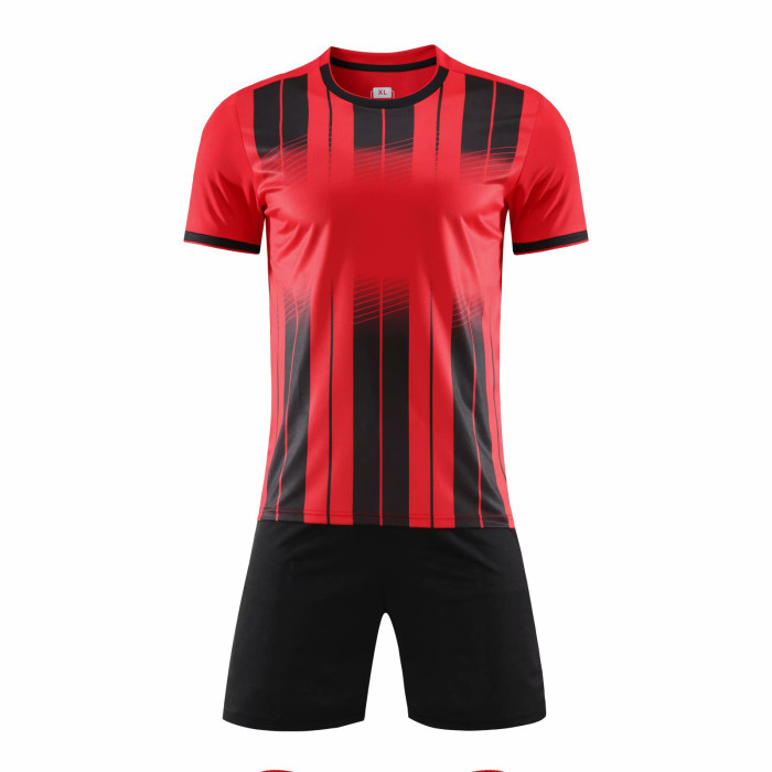 Red 6318 DIY Soccer Training Uniforms Blank Custom Jersey and Shorts