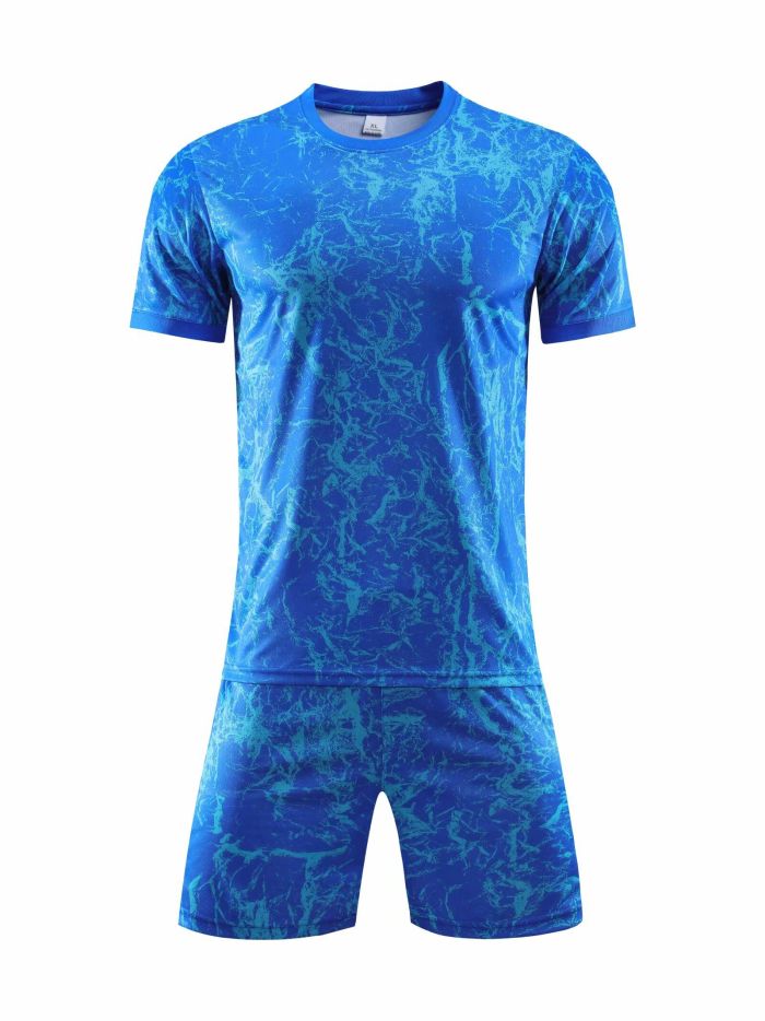 #201 202 203 Blue Blank Adult Uniform Soccer Jersey Shorts