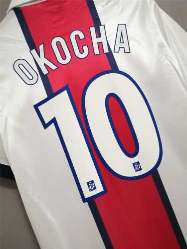 Retro Jersey 1998-1999 PSG OKOCHA 10 Away White Soccer Jersey Vintage Paris Football Shirt