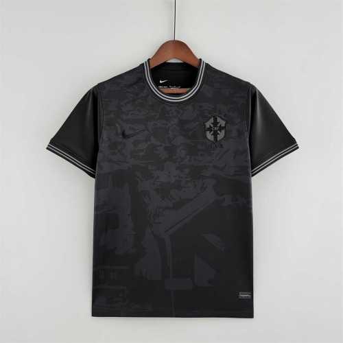 Fans Version 2022 Brazil All Black Soccer Jersey