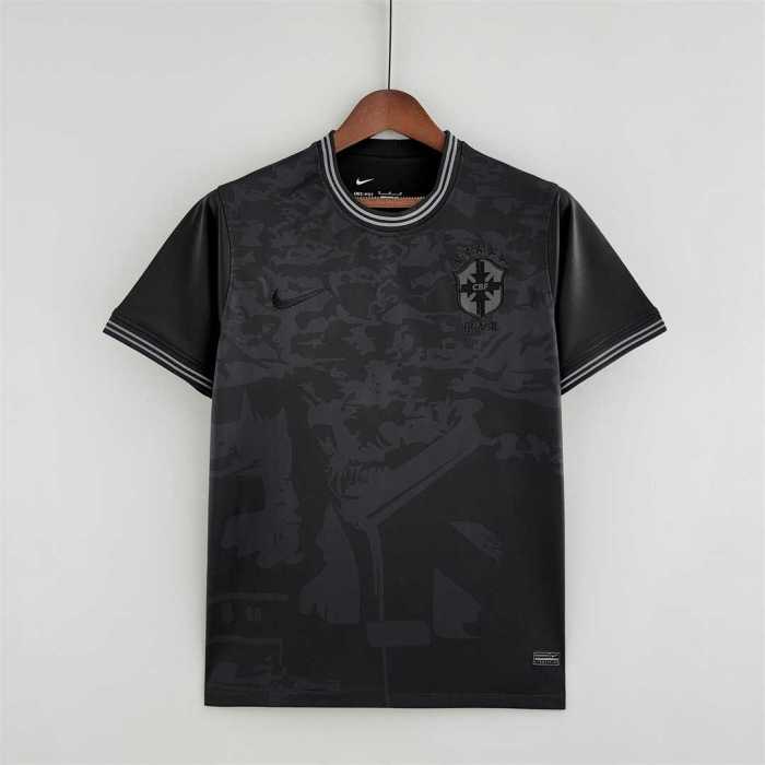 Fans Version 2022 Brazil All Black Soccer Jersey