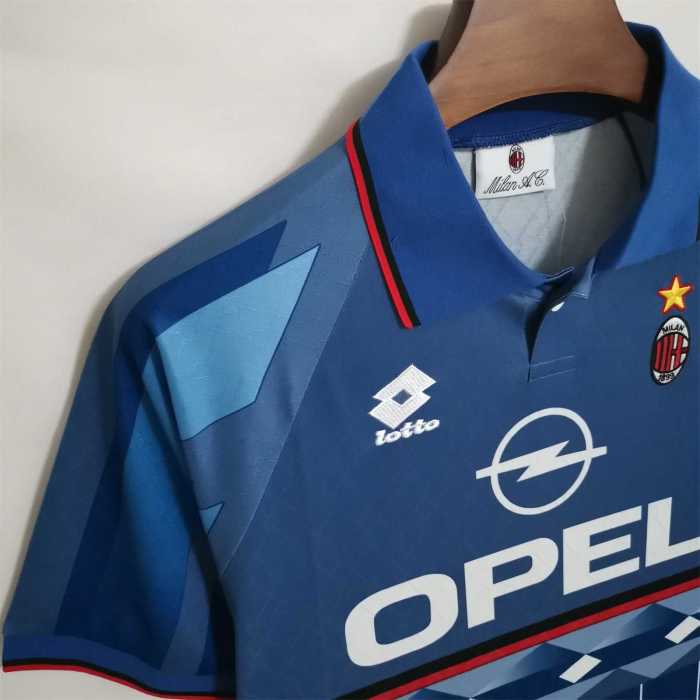 Retro Jersey 1995-1996 AC Milan Away Blue Soccer Jersey Vintage Football Shirt