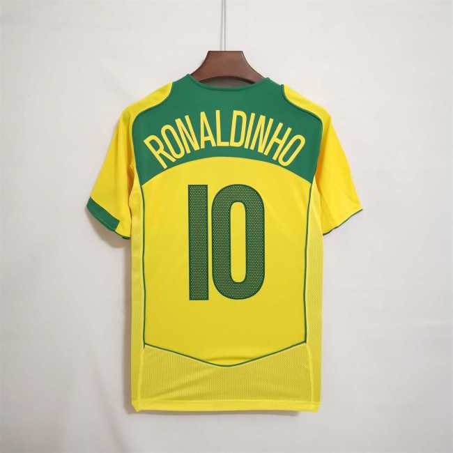 Retro Jersey 2004 Brazil Home RONALDINHO 10 Home Soccer Jersey Vintage Football Shirt