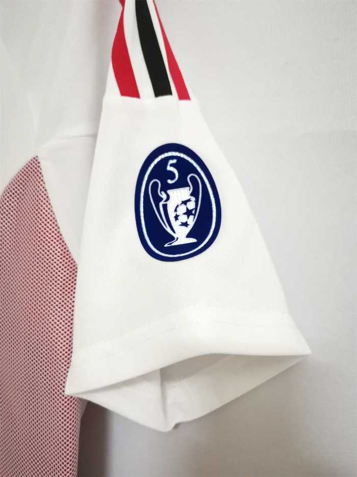 with Front Lettering+UCL Patch Retro Jersey AC milan 2002-2003 UCL Final Away White Soccer Jersey