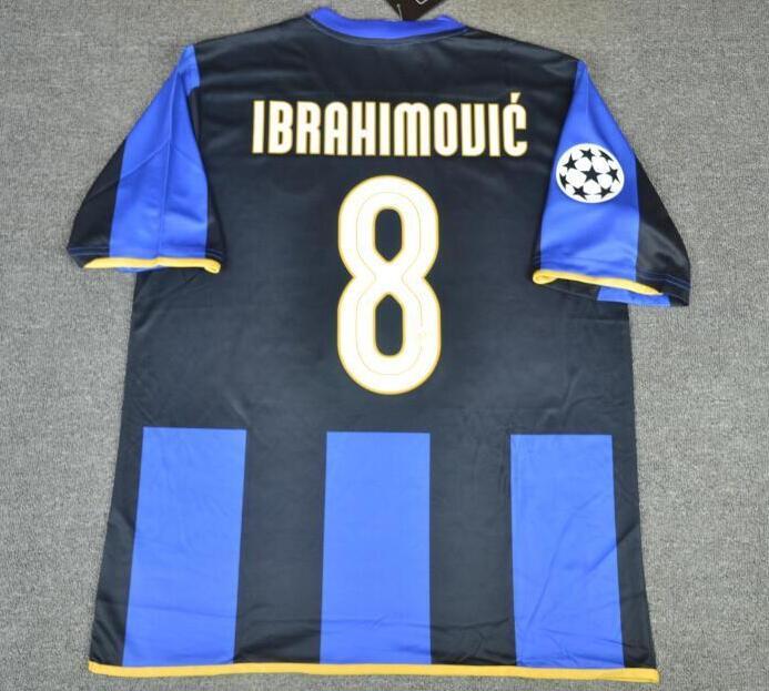 with UCL Scudetto patch Retro Jersey  Inter 2008-2009 Home IBRAHIMOUIC #8 UCL Version Home Soccer Jersey