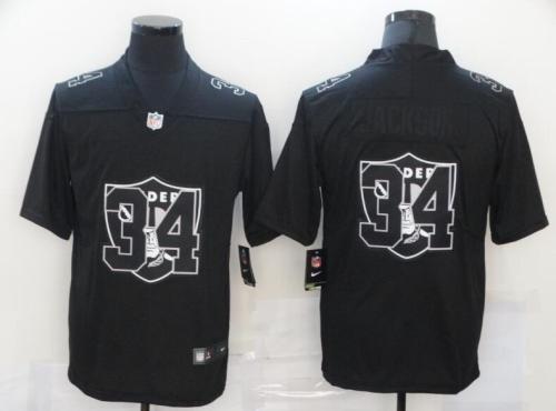 Raiders 34 Bo Jackson Black Shadow Logo Limited Jersey