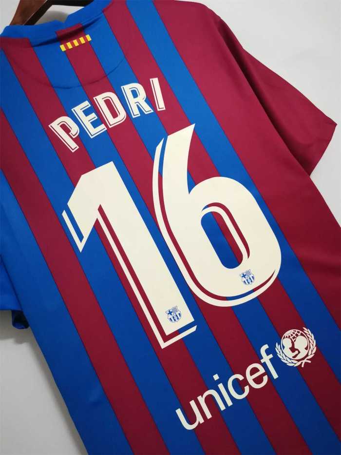 Retro Jersey 2021-2022 Barcelona PEDRI 16 Home Soccer Jersey Vintage Football Shirt