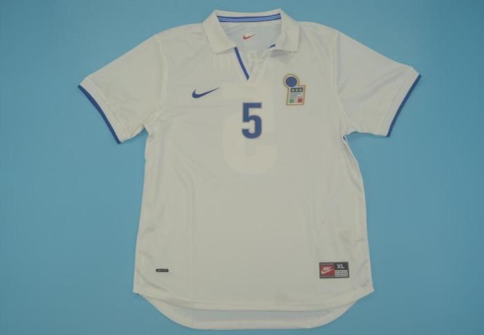 Retro Jersey 1998 Italy FARONI 5 Away White Soccer Jersey Vintage Football Shirt