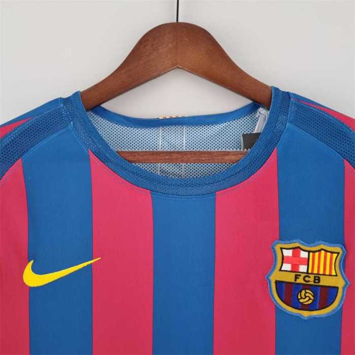 Retro Jersey Long Sleeve 2005-2006 Barcelona ETO'O 9 Home Soccer Jersey Vintage Football Shirt