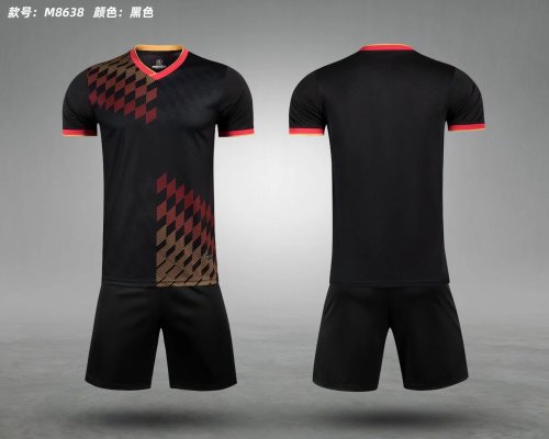 M8638 Black Blank Soccer Training Jersey Shorts