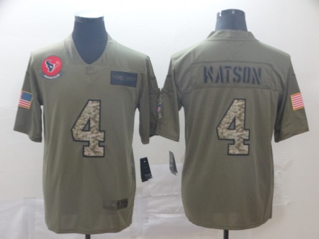 Houston Texans 4 Deshaun Watson 2019 Olive Camo Salute To Service Limited Jersey