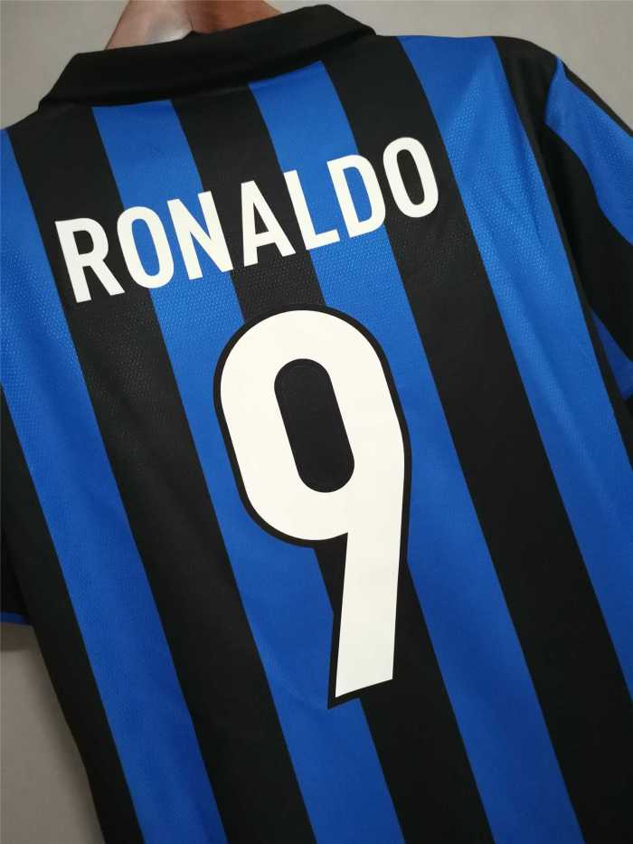 Retro Jersey 1998-1999 Inter Milan 9 RONALDO Home Soccer Jersey