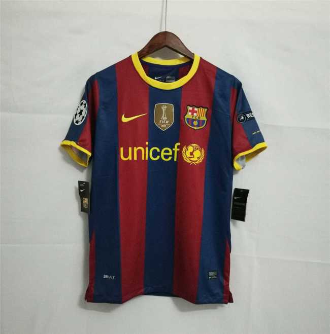 with Front Patch+UCL Patch Retro Jersey 2010-2011 Barcelona Home Soccer Jersey
