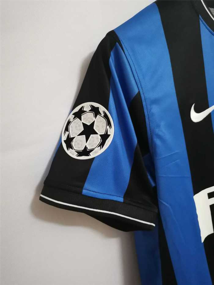 with Front Lettering+Scudetto+UCL Patch Retro Jersey Inter Milan 2009-2010 UCL Final Home Soccer Jersey