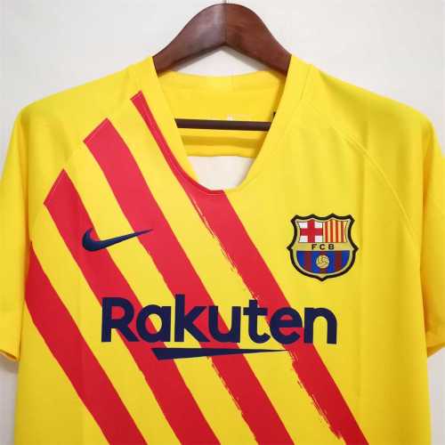 Retro Jersey 2019-2020 Barcelona 4th Away Yellow Soccer Jersey Vintage Football Shirt