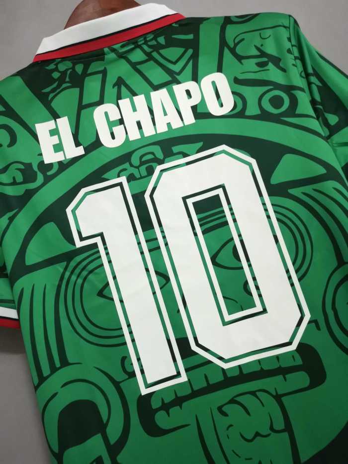 Retro Jersey 1998 Mexico EL CHAPO 10 Home Soccer Jersey