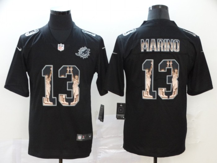 Miami Dolphins 13 Dan Marino Black Statue of Liberty Limited Jersey