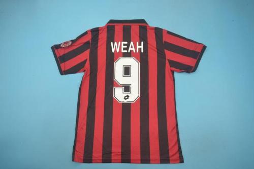 with Serie A Patch Retro Jersey 1996-1997 AC Milan 9 WEAH Home Soccer Jersey