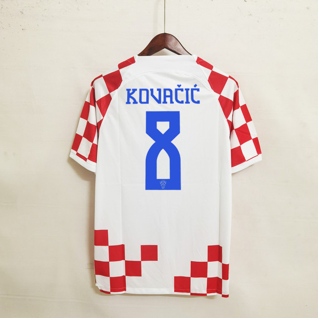 Fans Version 2022 World Cup Croatia KOVACIC 8 Home Soccer Jersey