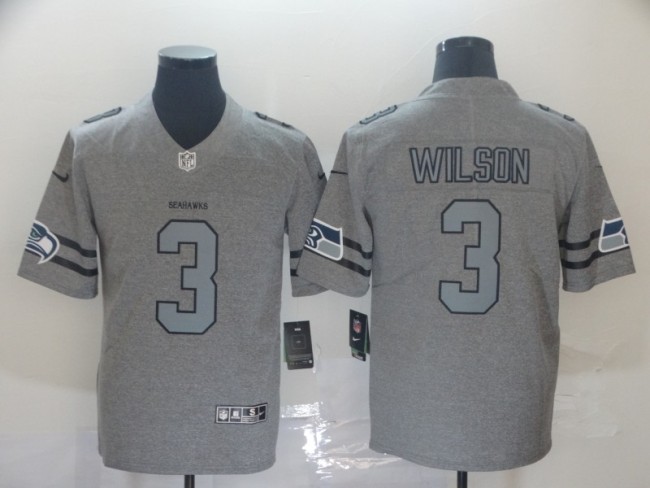 Seattle Seahawks 3 WILSON 2019 Gray Gridiron Gray Vapor Untouchable Limited Jersey