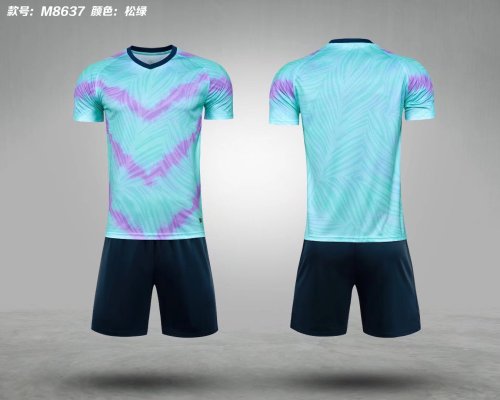 M8637 Light Green Blank Soccer Training Jersey Shorts