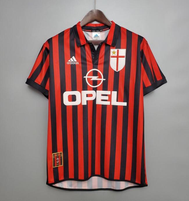 Retro Jersey AC Milan 1999-2000 Home Red Soccer Jersey AC Vintage Football Shirt