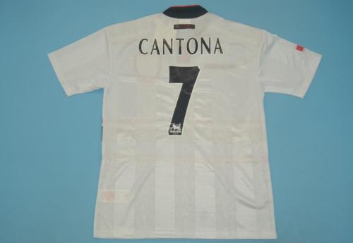 Retro Jersey 1998-1999 Manchester United 7 CANTONA Away White Soccer Jersey