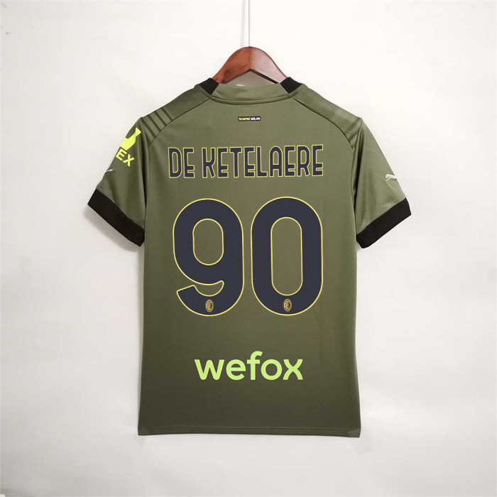 Retro Jersey 2022-2023 AC Milan DE KETELAERE 90 3rd Away Green Soccer Jersey