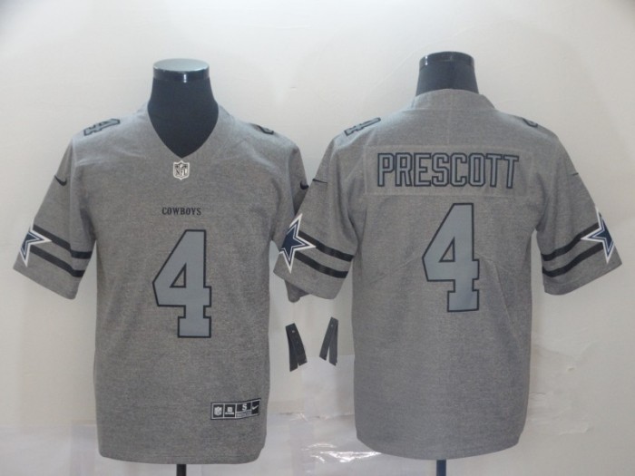 Dallas Cowboys 4 PRESCOTT 2019 Gray Gridiron Gray Vapor Untouchable Limited Jersey