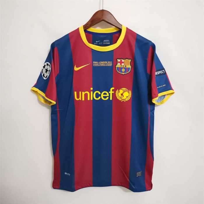 with Front lettering UCL Patch Retro Jersey 2010-2011 Barcelona MESSI 10 Home Soccer Jersey