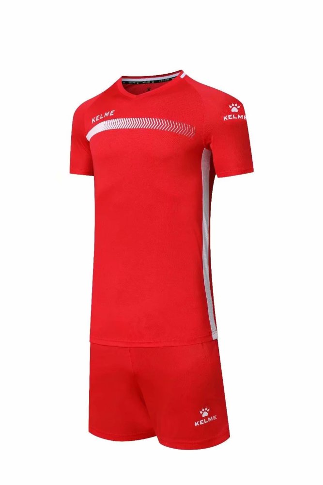 #603 Red Soccer Training Uniform Blank Jersey and Shorts