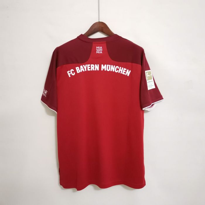 with Bundesliga Patch Retro Jersey 2021-2022 Bayern Munich Home Soccer Jersey Vintage Football Shirt