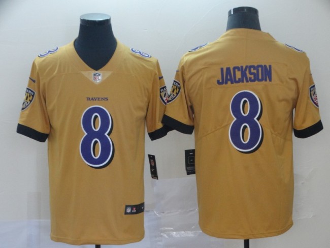 Baltimore Ravens 8 Lamar Jackson Gold Inverted Legend Limited Jersey