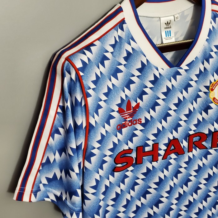 Retro Jersey 1990-1992 Manchester United Away Blue Soccer Jersey Vintage Football Shirt