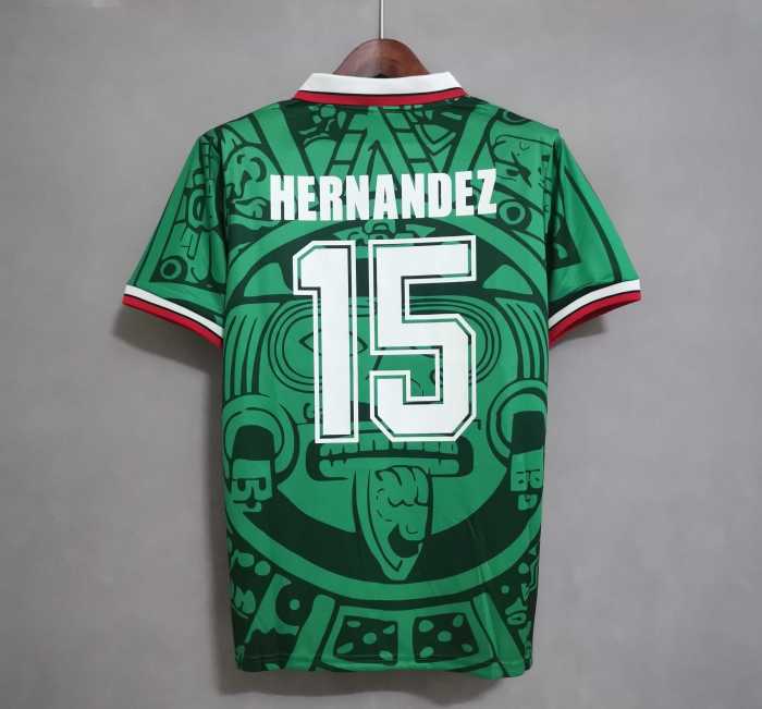 Retro Jersey 1998 Mexico HERNANDEZ 15 Home Soccer Jersey