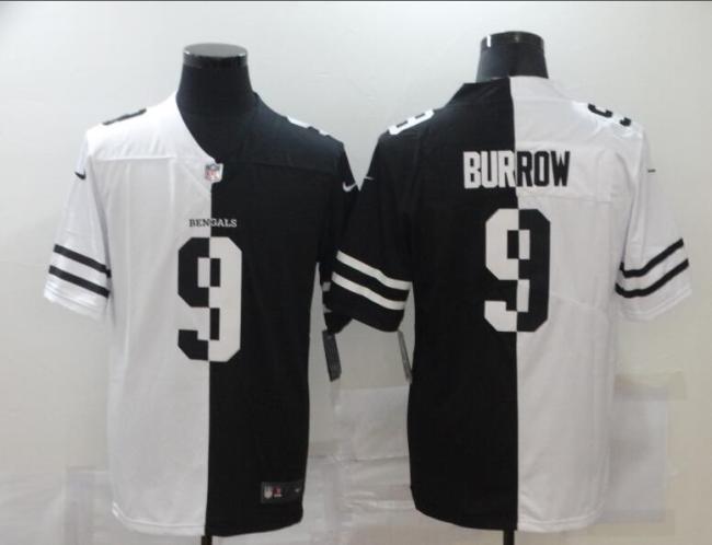 Bengals 9 Joe Burrow Black And White Split Vapor Untouchable Limited Jersey