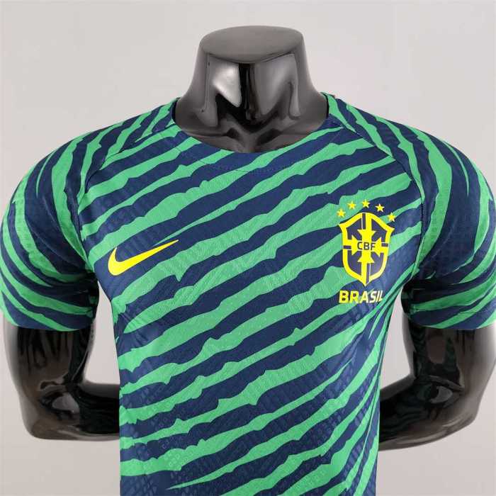 Player Version 2022 Brazil Green Blue Special Edition Soccer Jesey
