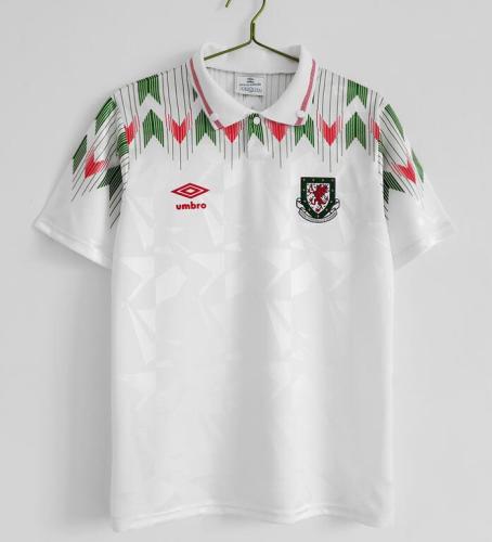 Retro Jersey 1990-1992 Wales Away White Soccer Jersey Vintage Football Shirt
