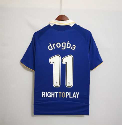 with Front Lettering+UCL Patch Retro Jersey 2008-2009 Chelsea drogba 11 RIGHT TO PLAY Champions League Home Soccer Jersey