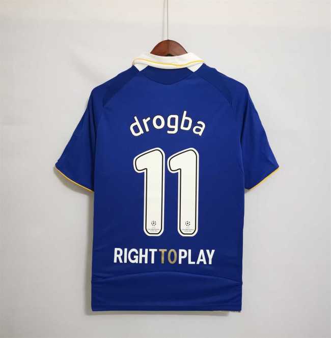 with Front Lettering+UCL Patch Retro Jersey 2008-2009 Chelsea drogba 11 RIGHT TO PLAY Champions League Home Soccer Jersey