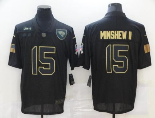Jacksonville Jaguars 15 MINSHEW II Black 2020 Salute To Service Limited Jersey