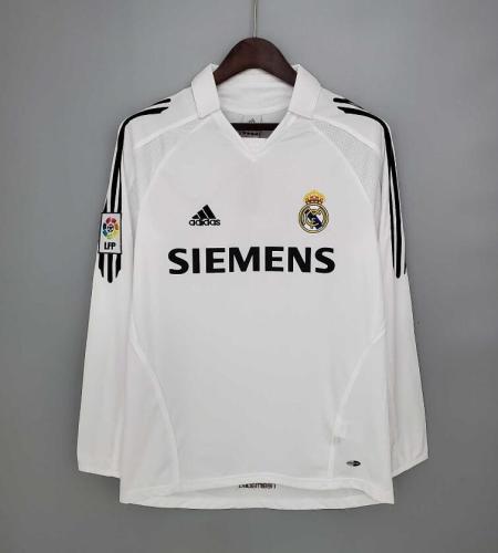 with LFP Patch Retro Jersey 2005-2006 Long Sleeve Real Madrid Home Soccer Jersey
